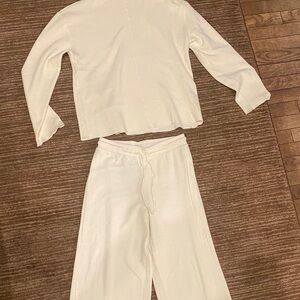 Zara Cream Wide Leg Pants & Top Set